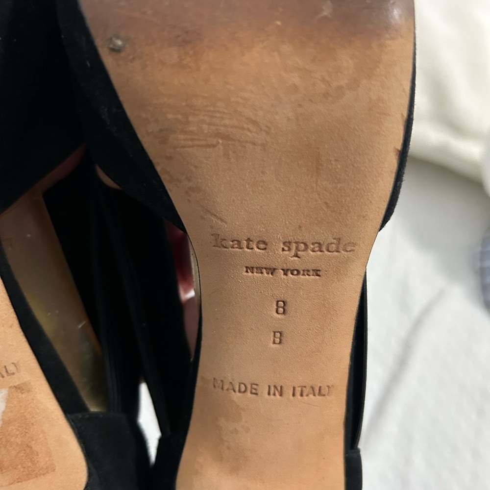 Kate Spade Black Peep-Toe Heels with Bow - Picture 6 of 9